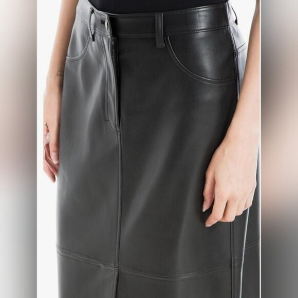 Max Studio Womens Faux Leatherette Longskirt Size M Black Great pre worn conditi - Picture 2 of 10